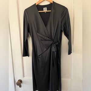 Anne Klein Black Faux Leather Dress